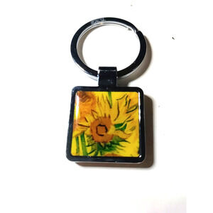Van Gogh Museum Keychain Sunflower Silver Tone Yellow